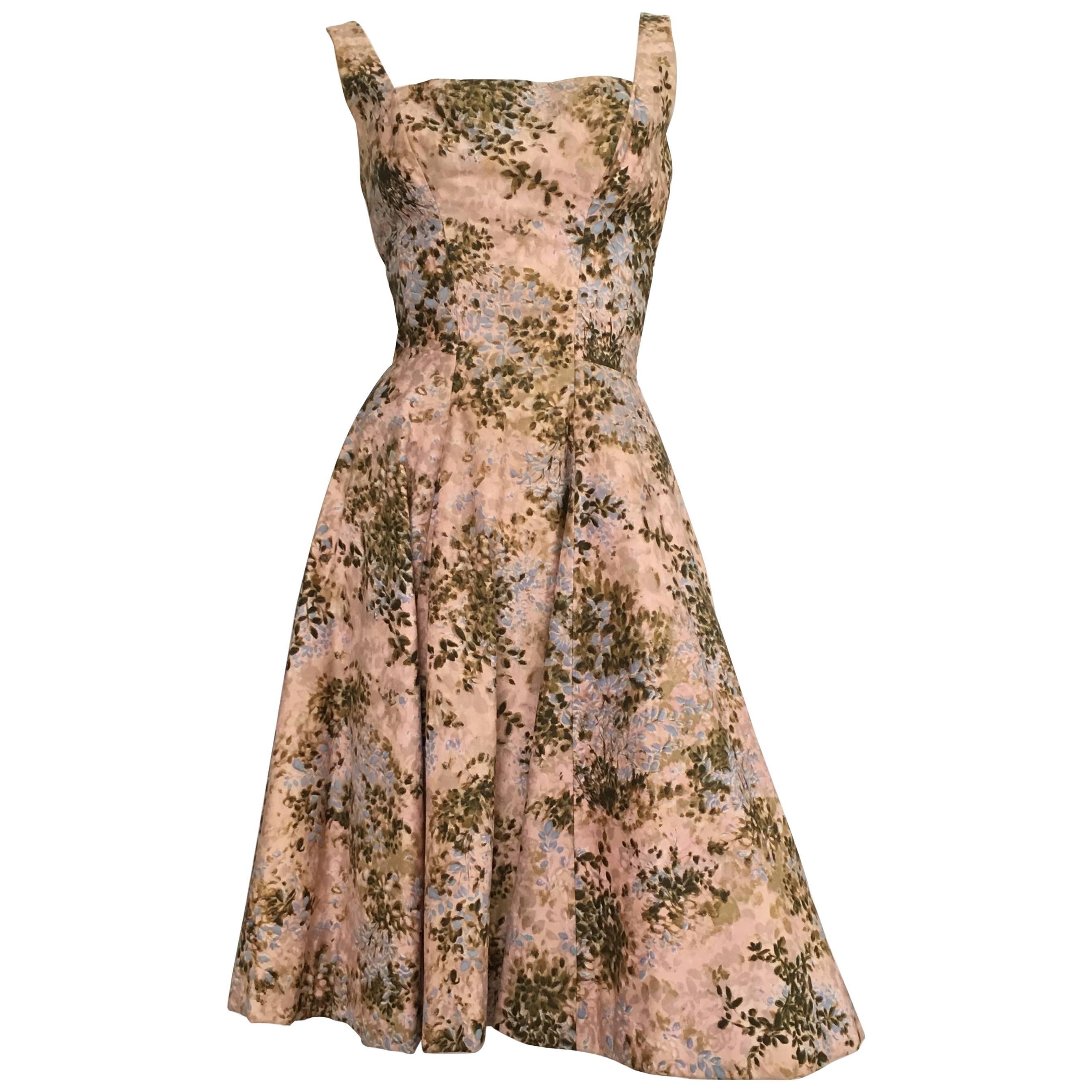 Estevez 1950s Cotton Floral Flared Dress Size 4. 