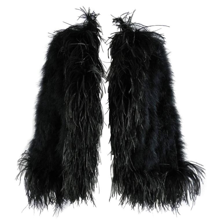 Yves Saint Laurent Vintage 1970's Maribou and Ostrich Feather Glam ...