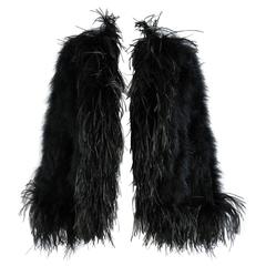 Yves Saint Laurent Retro 1970's Maribou and Ostrich Feather Glam Jacket