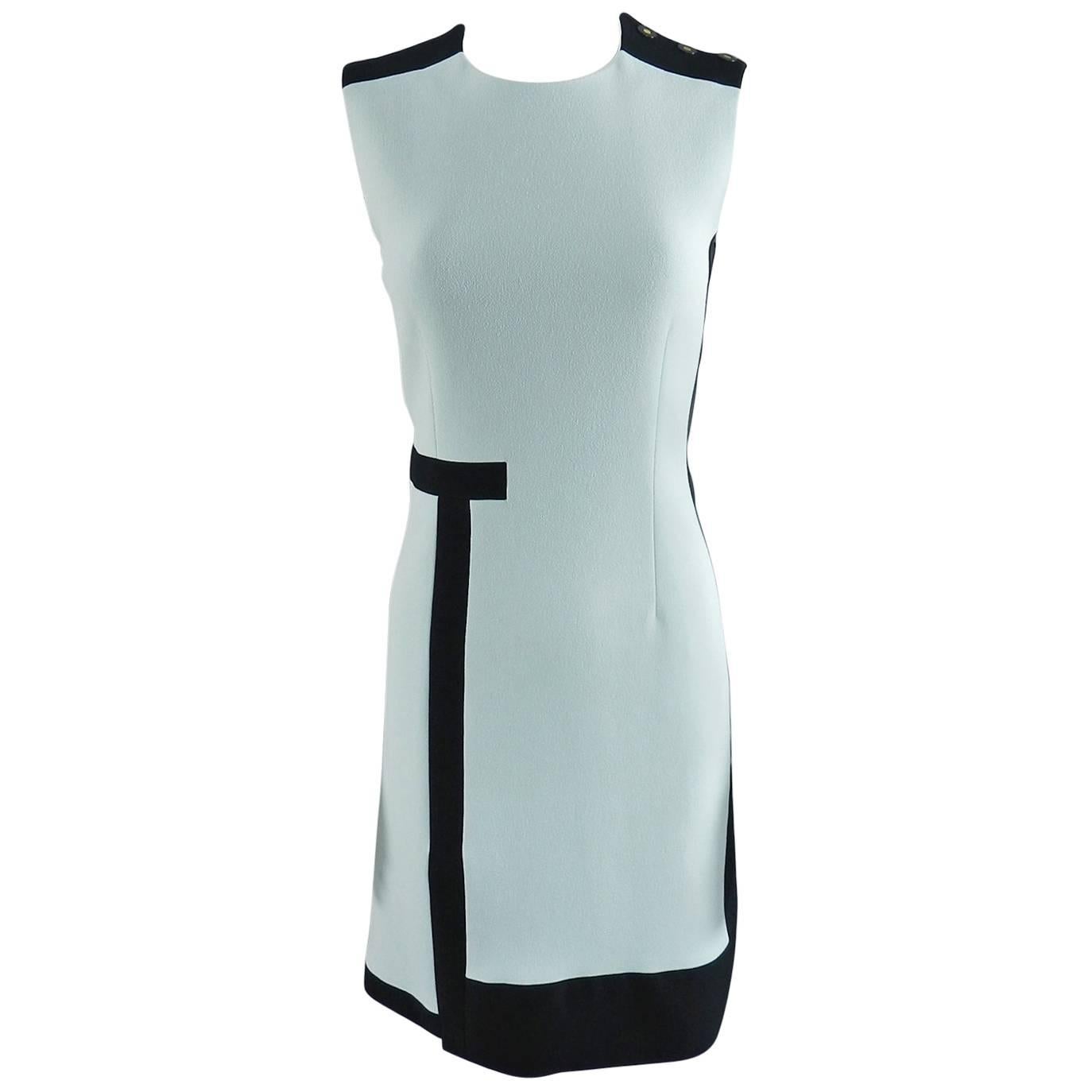 Balenciaga Light Blue and Black Geometric Dress