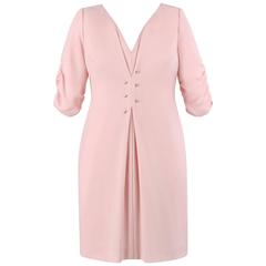 VALENTINO A/W 2007 Blush Pink 100% Wool Ruched Sleeve Cocktail Dress