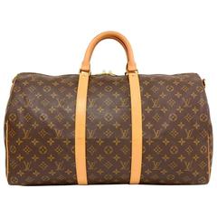 Louis Vuitton Keepall 50 Bandouliere Monogram Canvas Duffel Travel Bag