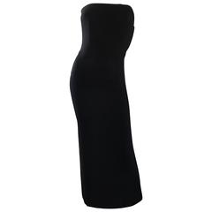 1950s Neiman Marcus Couture Black Silk Chiffon Strapless Vintage 50s Wiggle Gown