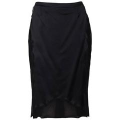 YVES SAINT LAURENT Pencil Skirt In Black Satin And Silk Crepe