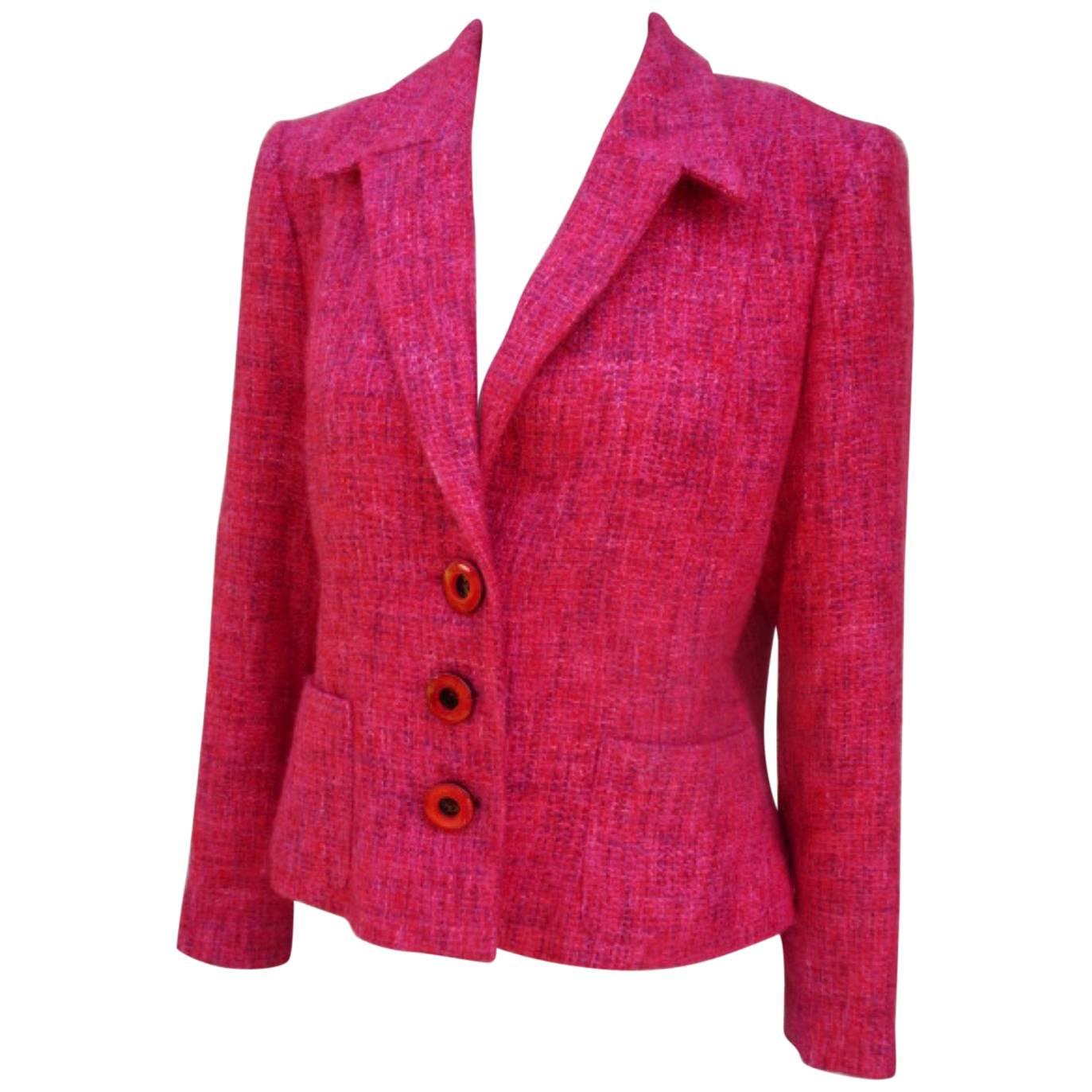 Pierre Balmain Paris red rose light wool jacket For Sale