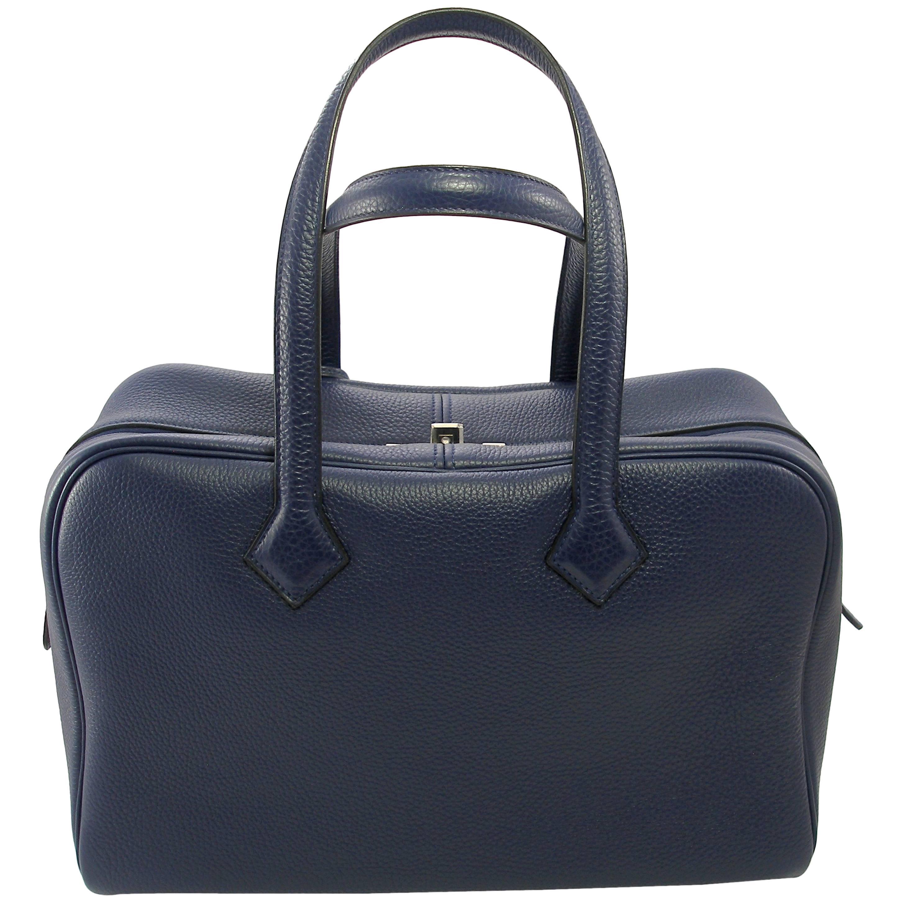 Hermes Victoria II 35cm Blue Clemence Palladium HDW / BNIB