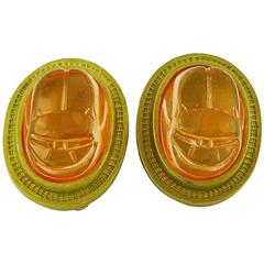 Christian Dior by John Galliano Egyptian Revival Scarab Clip-On Earrings