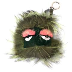 Fendi Green "Kooky" Mink & Fox Fur Bag Bug Charm