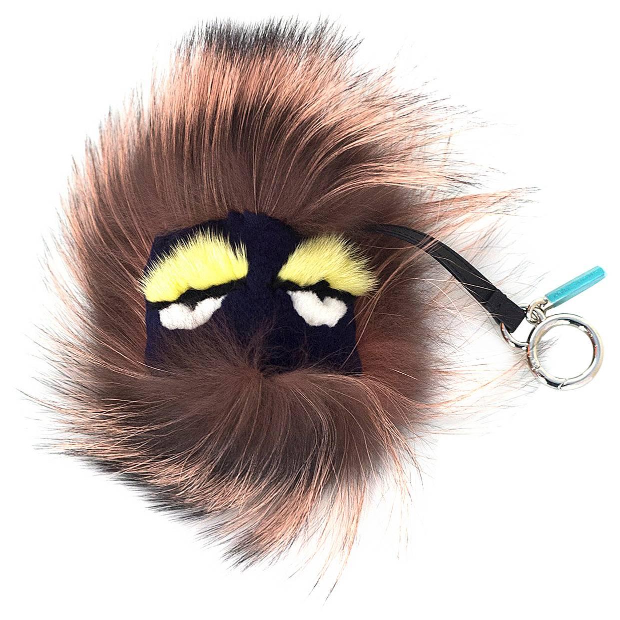 Fendi Taupe Mink & Fox Fur Bag Bug Charm - NIB rt. $850