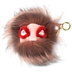 Fendi Pink & Taupe Mink & Fox Fur Bag Bug Charm 2