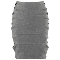 FENDI Pre-Fall 2012 Gray Wool Black Lace Detail Banded Pencil Skirt