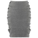 FENDI Pre-Fall 2012 Gray Wool Black Lace Detail Banded Pencil Skirt