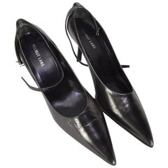 Vintage Helmut Lang Silver Gray Leather Pumps Size 40 Made in Italy
