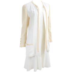 CHANEL Spaghetti Strap Dress & Jacket in Creme & Yellow 10