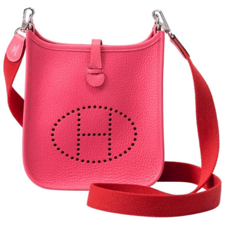 New Hermes Rose Azalee Mini Evelyne Clemence Bag at 1stdibs