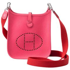 New Hermes Rose Azalee Mini Evelyne Clemence Bag