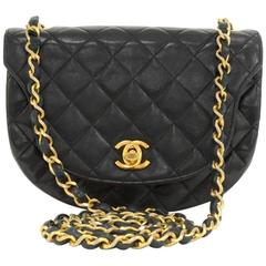 Vintage Chanel Flap Black Quilted Leather Shoulder Mini Bag