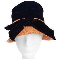 1960s Mr. John Jr. Velvet and Straw Mod Hat