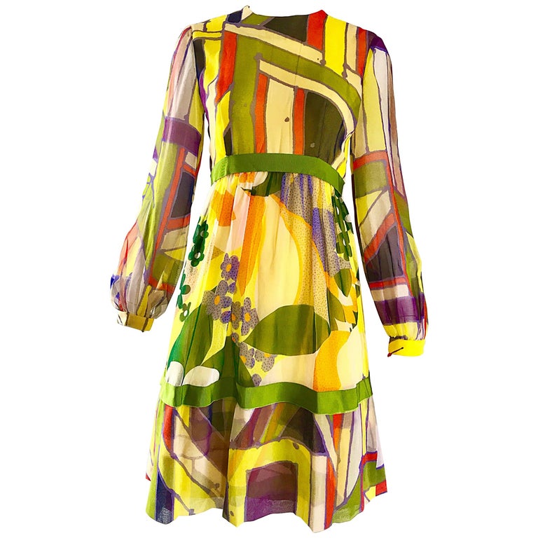 Rodrigues Exceptional Mod Silk Chiffon A Line Retro Vintage Dress ...