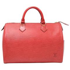 Vintage Louis Vuitton Speedy 30 Red Epi Leather City Hand Bag 1