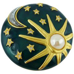 Karl Lagerfeld Sun Moon Stars Enamel Brooch 5