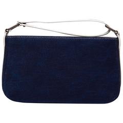 Lynn Baguette Blue Jean and Watersnake Leather Handbag 7