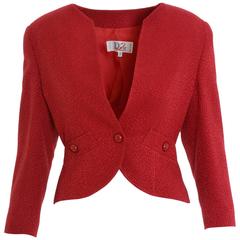 1990s CHRISTIAN DIOR Red Pique Peplum Jacket