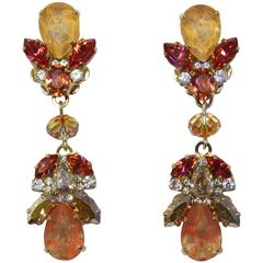 Gold-Plated Statement Double Drop Earrings