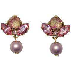Gold-Plated Swarovski Crystal and Pearl Drop Earrings 4