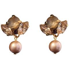 21st Century Modern Small Gold-Plated Swarovski Pearl Earrings by VICKISARGE