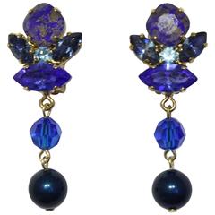 Gold-Plated Swarovski Crystal and Pearl Statement Drop Earrings 1