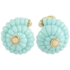 Replica Light Blue Spiral with Light Pink Stones Clip Earrings 10