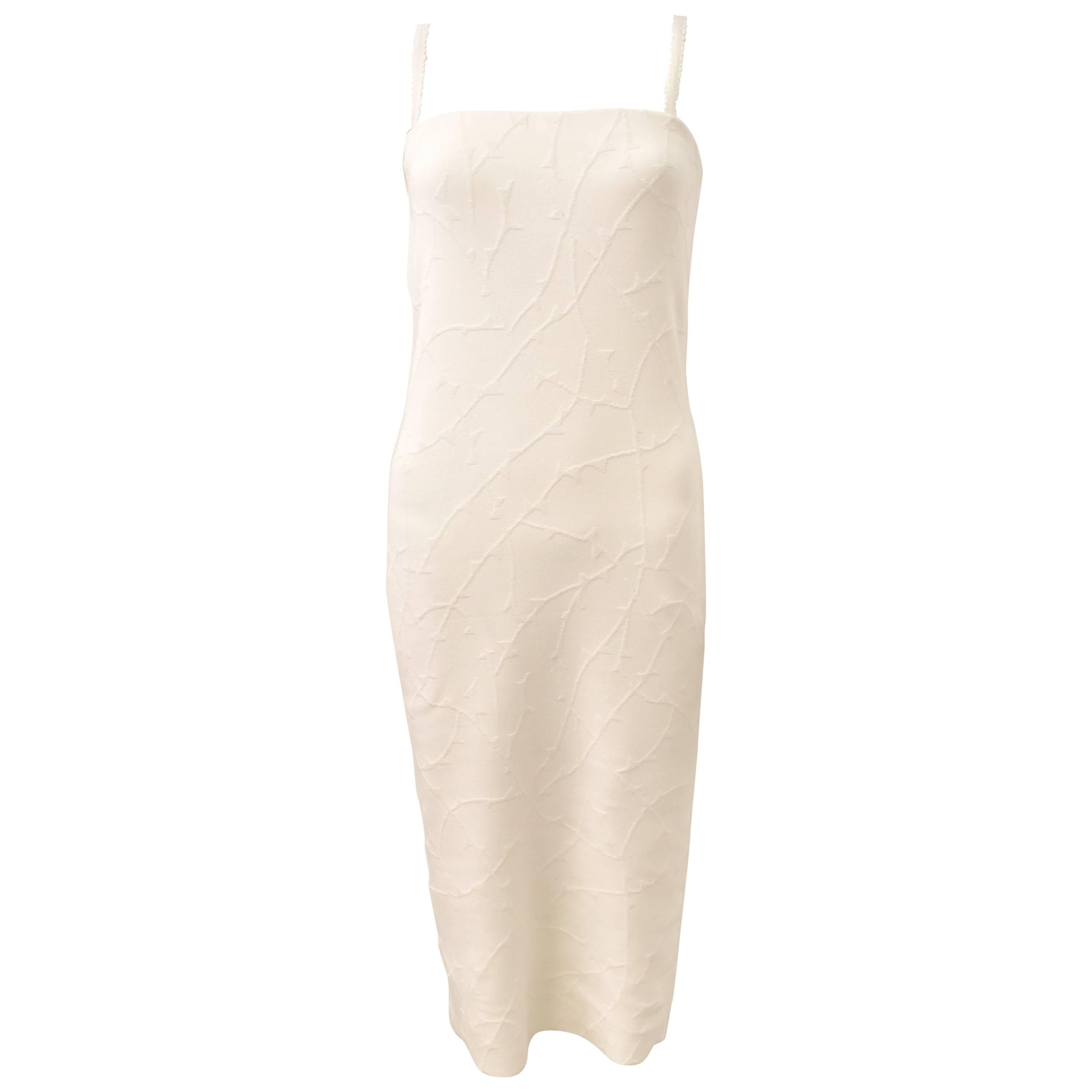 Yves Saint Laurent White Bodycon Dress with Barbed Wire Textured Fabric S/S 2010