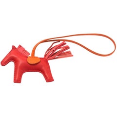 Hermes Milo Rose Indien/Orange Grigri Rodeo PM Bag Charm NIB 3
