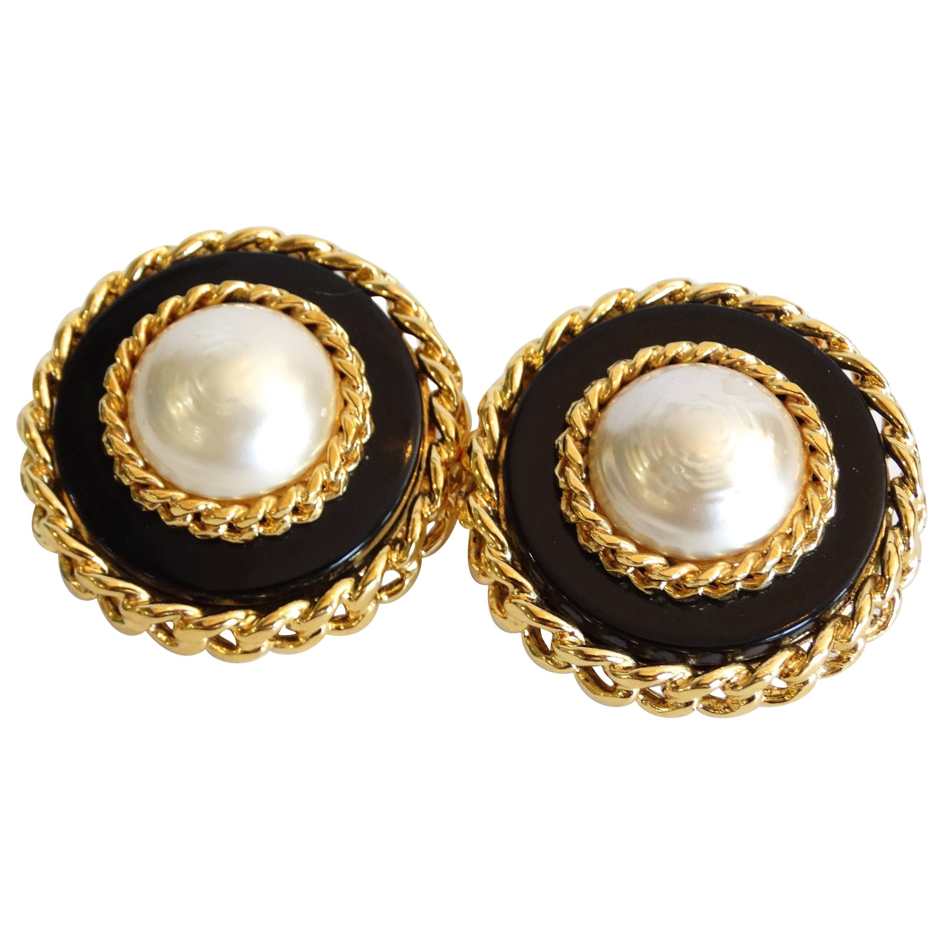 Classic Round Chanel Earrings, 1980s  