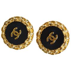 1980s Chanel Round CC Clip Earrings 