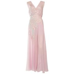 Vintage 1930s Couture Silk Negligee Slip Dress