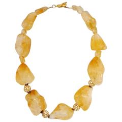 Tremendous Tumbled Citrine Necklace w CZ beaded spacers 11