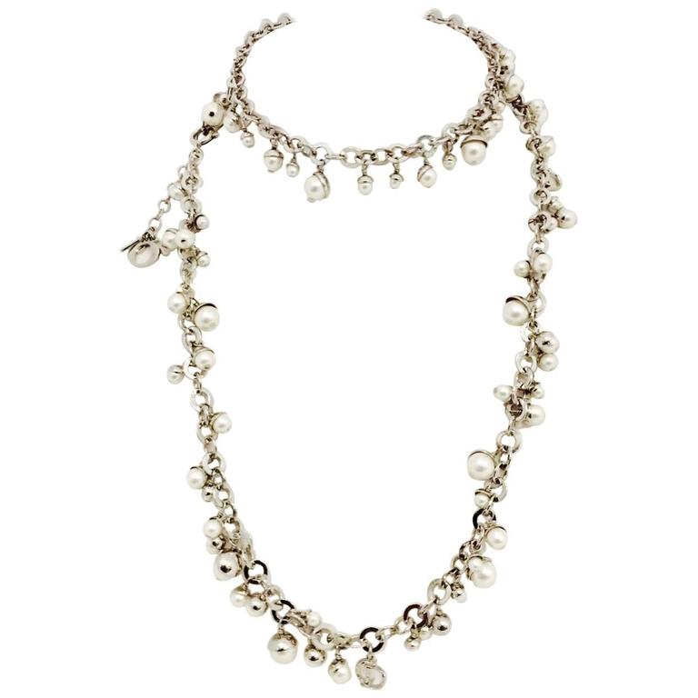 Divine Dior Dangling Pearl Necklace at 1stDibs