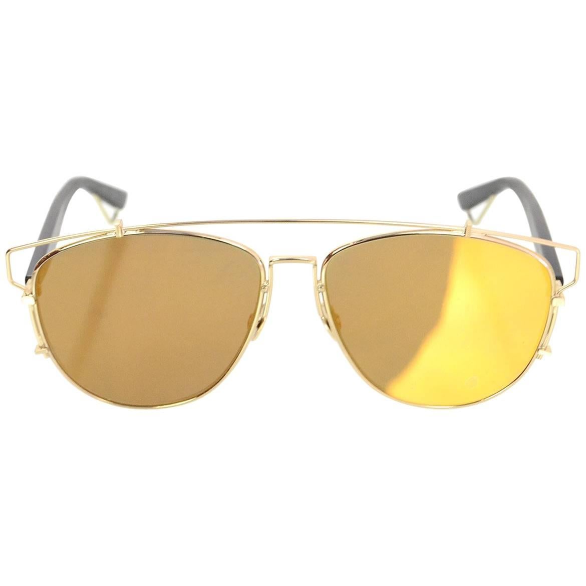 Christian Dior Gold Technologic Mirrored Sunglasses