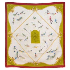 1960s Hermes A La volière Des Dames silk scarf