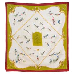 1960s Hermes A La volière Des Dames silk scarf 4