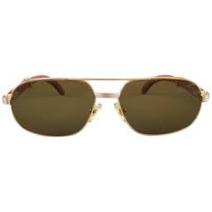 1990's CARTIER Gold Tone Metal & Wood Multi Lens Sunglasses 6