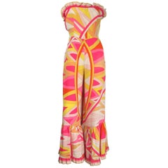 Pucci Silk Palazzo Pants Strapless Jumpsuit, 1960s Vintage