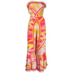 1960s Vintage PUCCI silk palazzo pants Jumpsuit Strapless 10