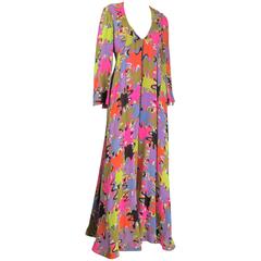 Vintage 1960s Emilio Pucci Silk Purple Green palazzo pants jumpsuit 8