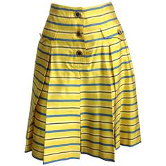 1990s Yves Saint Laurent Silk Dupioni Pleated Skirt size 34 2