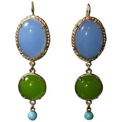 bronze turquoise and glass cabochon earrings by Patrizia Daliana 11
