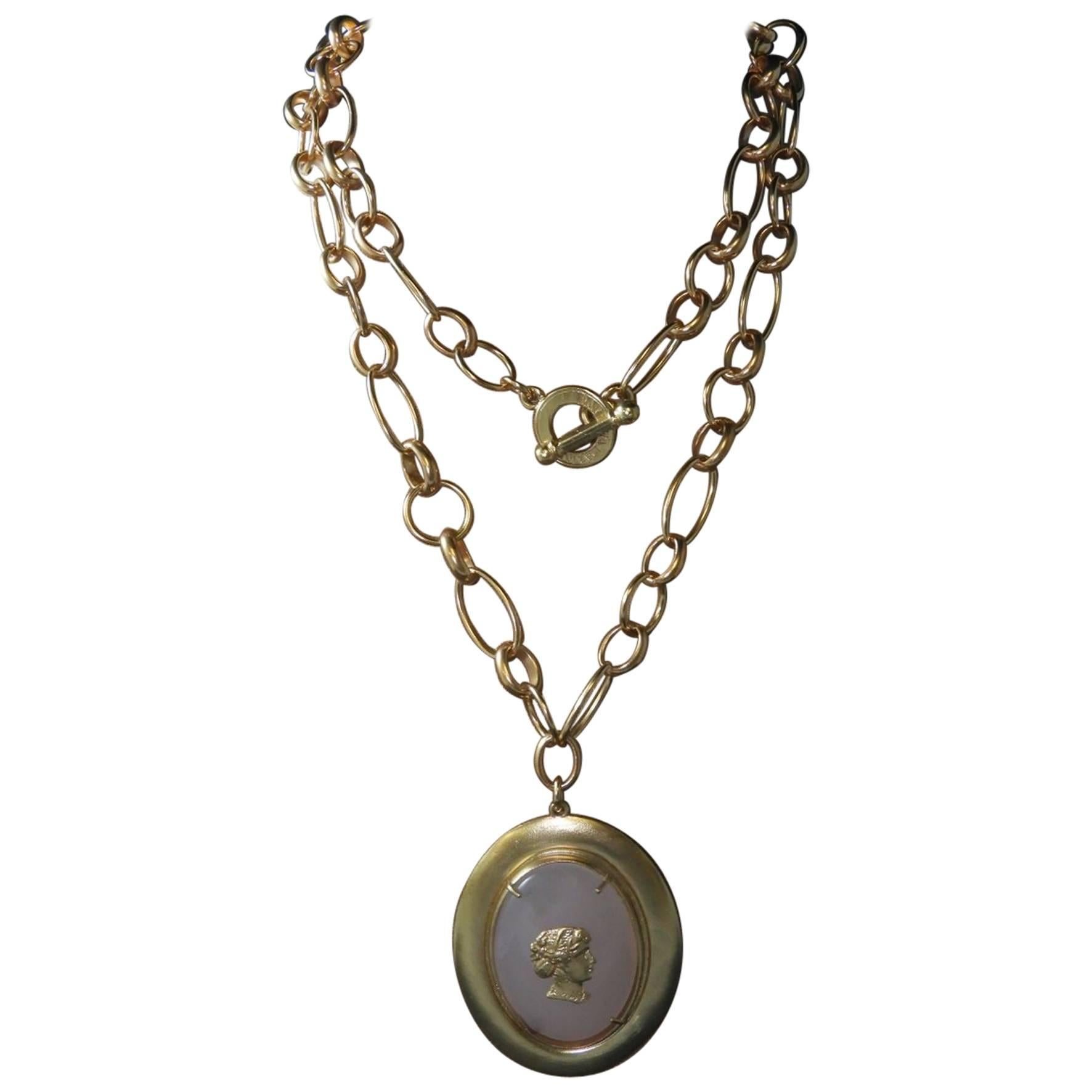 bronze and pink cabochon pendant by Patrizia Daliana