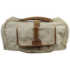 Hermes 1930-1940 Vintage Leather and Canvas Travel bag